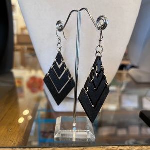 wood and silver earrings